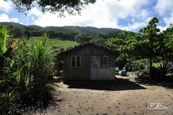 Casa do Seu Osnildo, o único habitante da praia Vermelha, em Bombinhas, litoral de Santa Catarina